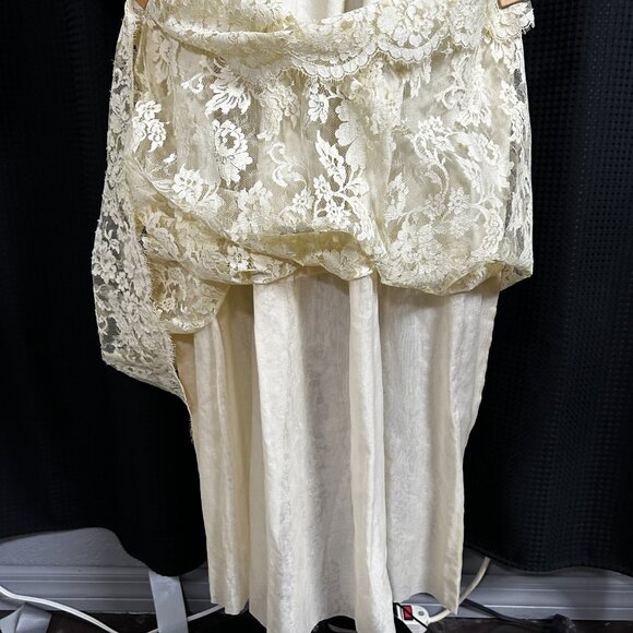Gorgeous Vintage 70s Carson Pirie Scott Chicago Crepe Lace Wedding Prairie Dress - Picture 6 of 16